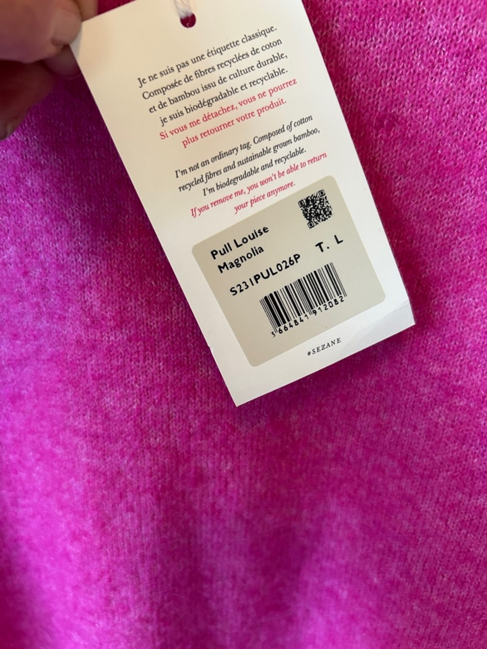 NWT Sezane Louise Jumper Mohair Wool Knit Sweater in Magnolia Pink Size Large - Picture 3 of 6